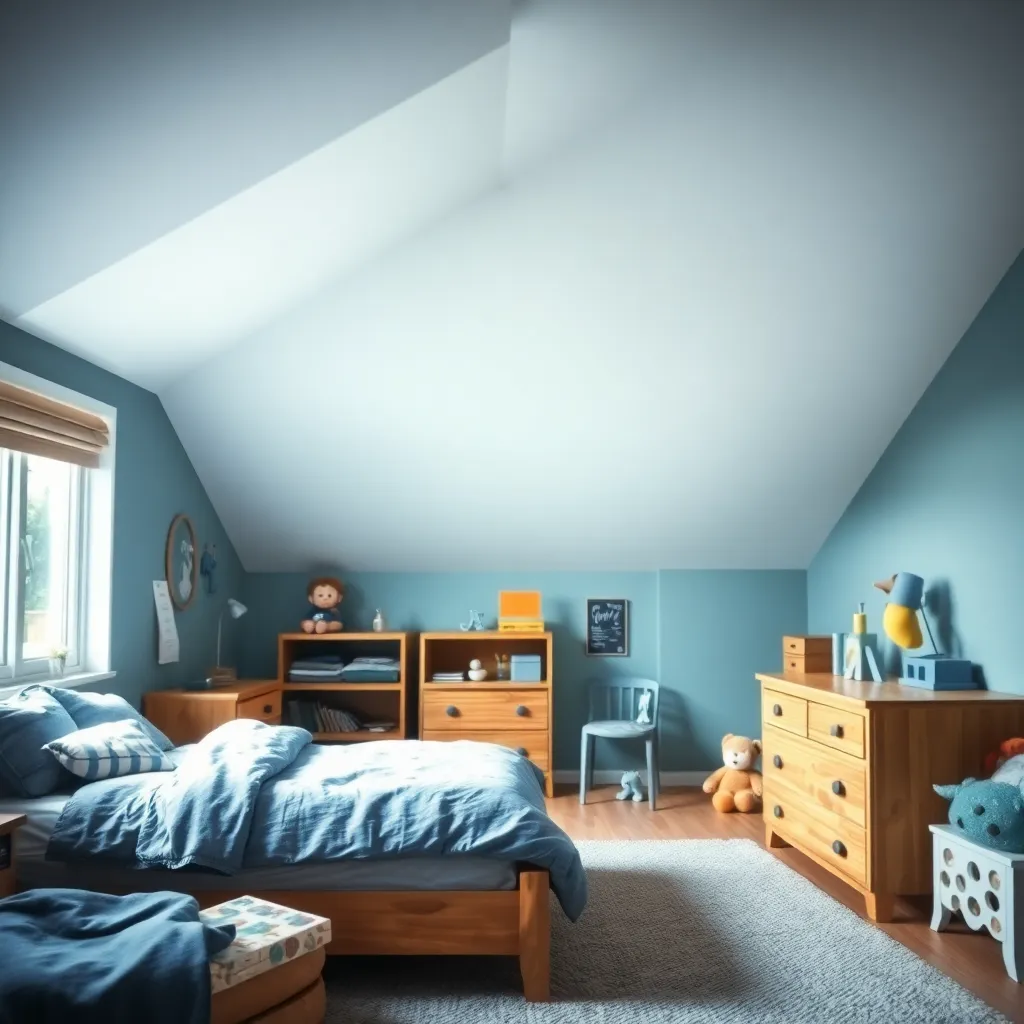 Pokój ze skosami dla chłopca