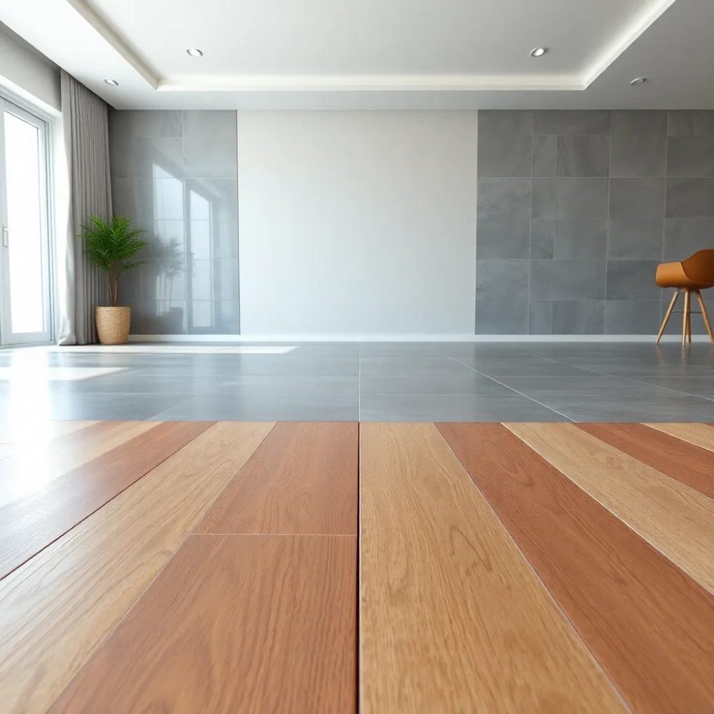 Połączenie płytek z panelami w salonie