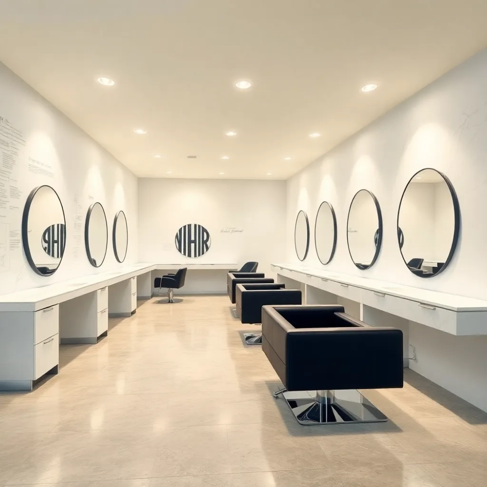 Projekt salonu fryzjerskiego rysunek z opisem