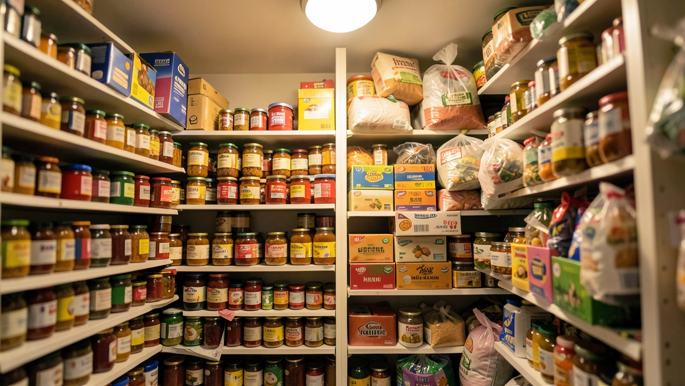 regały w spiżarni