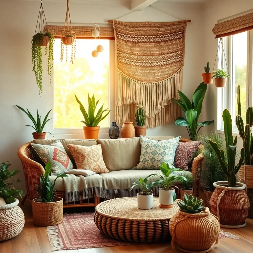 Salon boho  inspiracje