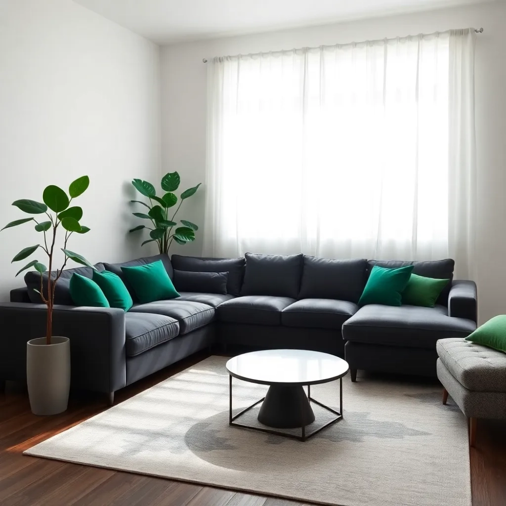 Salon szary z zielonym