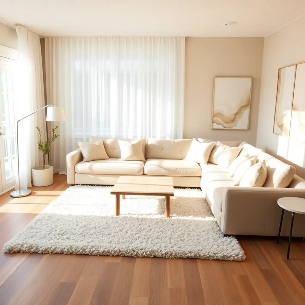 Salon w beżach i bieli