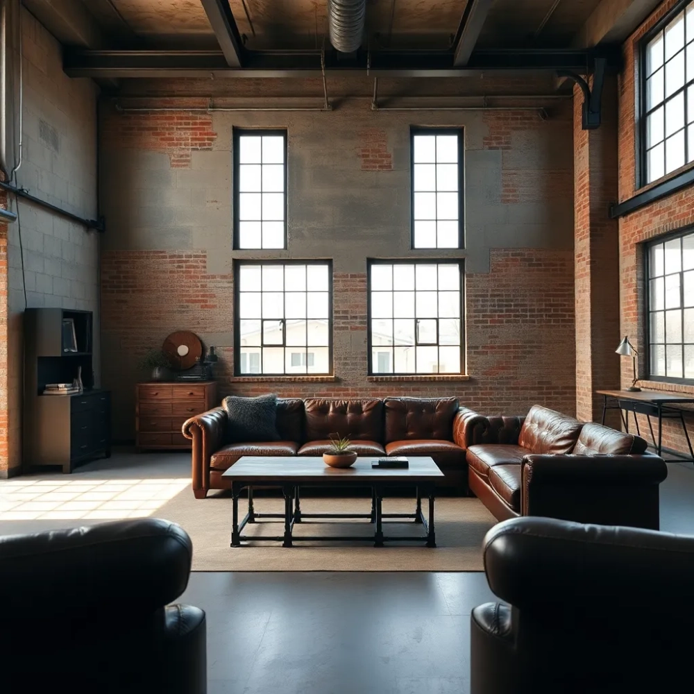 Salon w stylu industrialnym