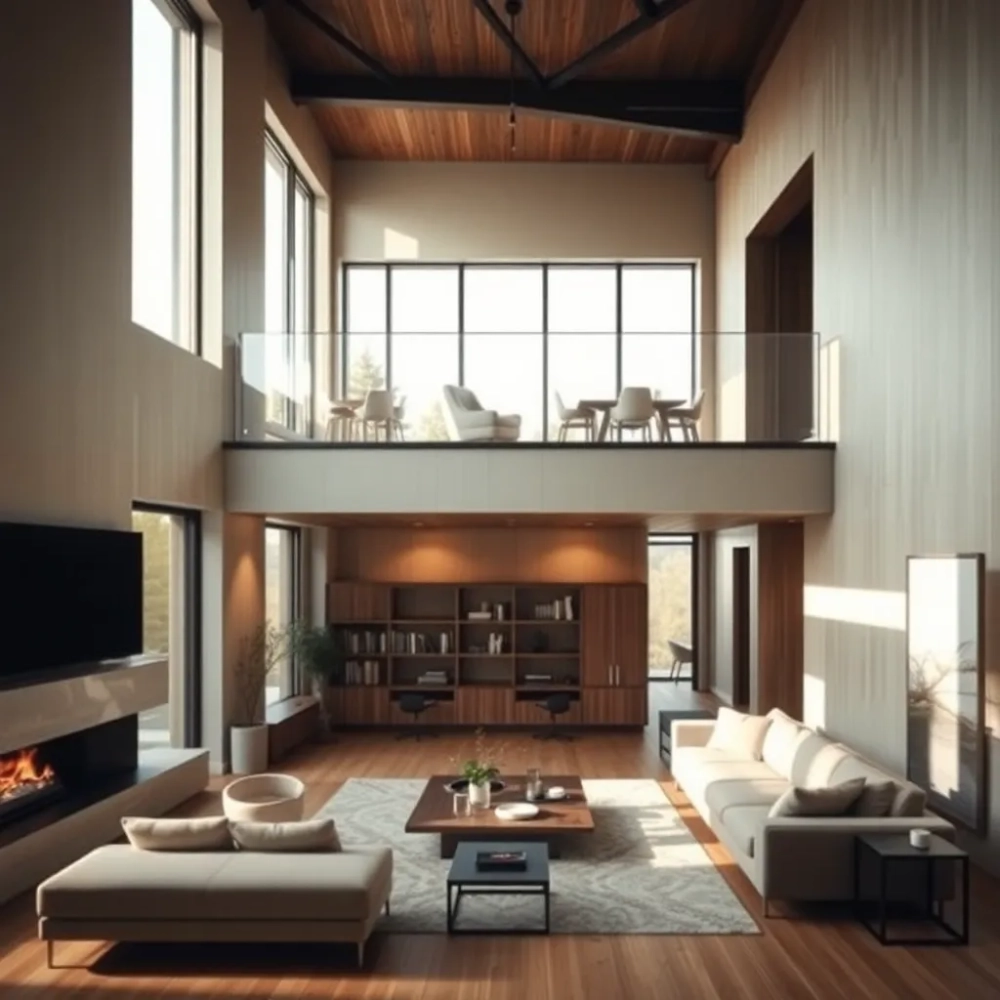 Salon z antresolą aranżacje