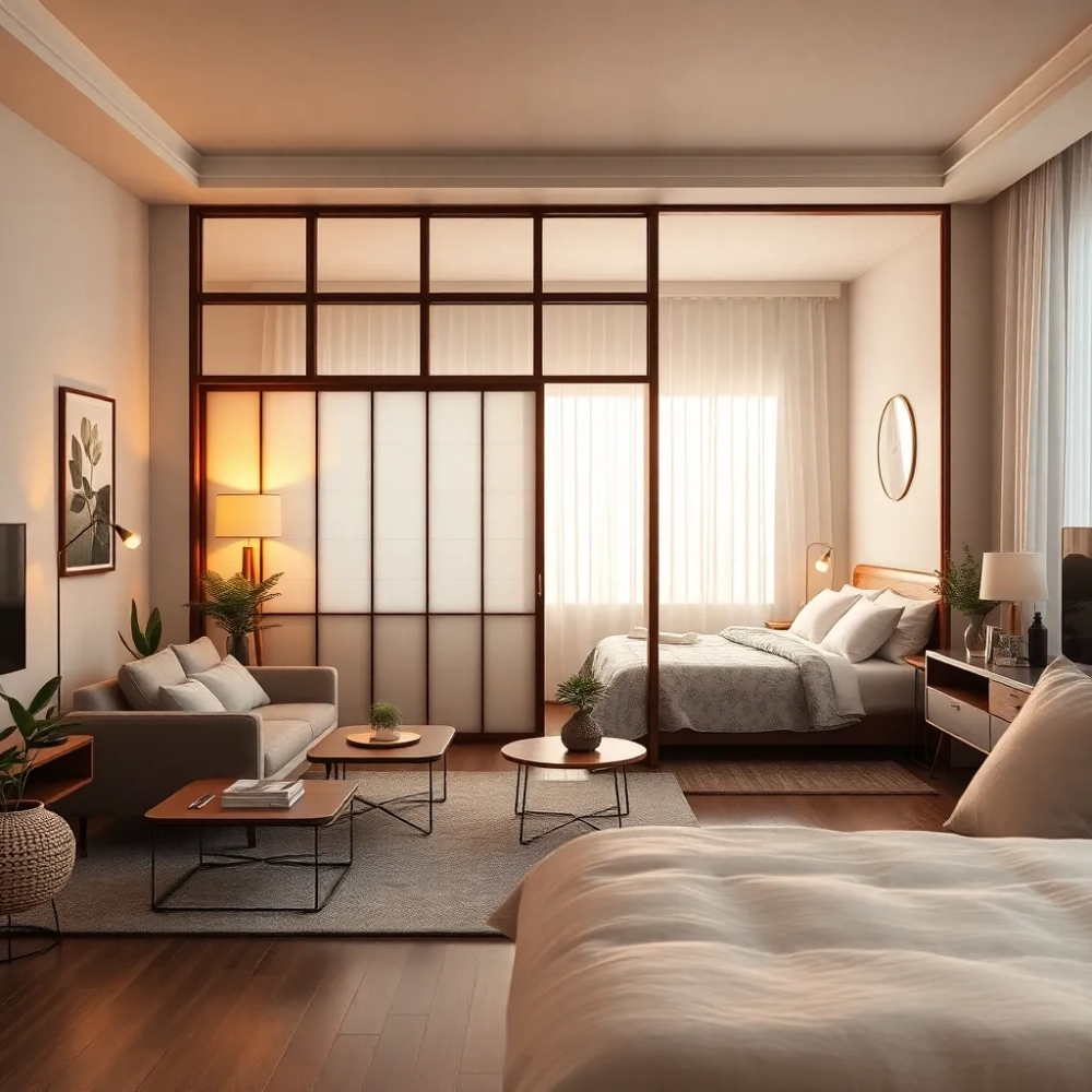 Salon z sypialnią inspiracje