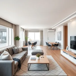 Aranżacja salonu z jadalnią w bloku