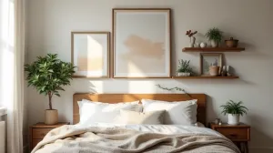 Aranżacja ściany nad łóżkiem w sypialni