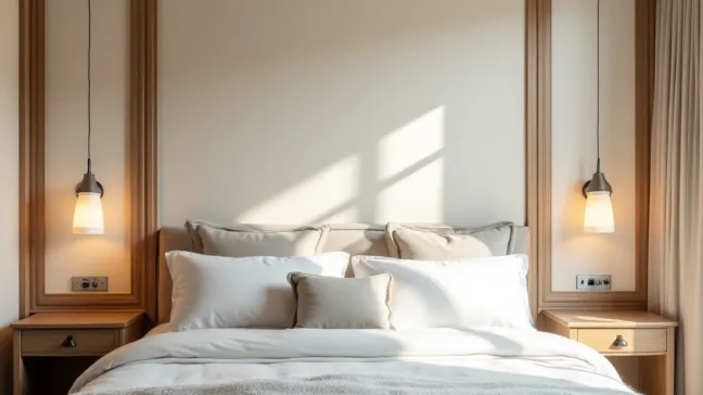 aranżacja ściany za łóżkiem w sypialni