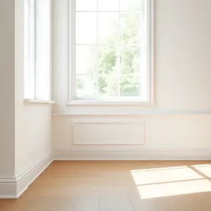 Białe listwy przypodłogowe w salonie