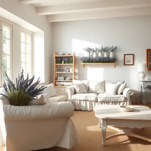 Białe meble do salonu w stylu prowansalskim