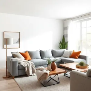 Biało szary salon  jakie dodatki