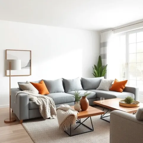 Biało szary salon  jakie dodatki