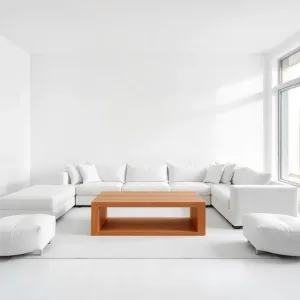 Biały salon z drewnem