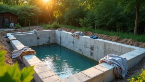 Budowa basenu z bloczków betonowych