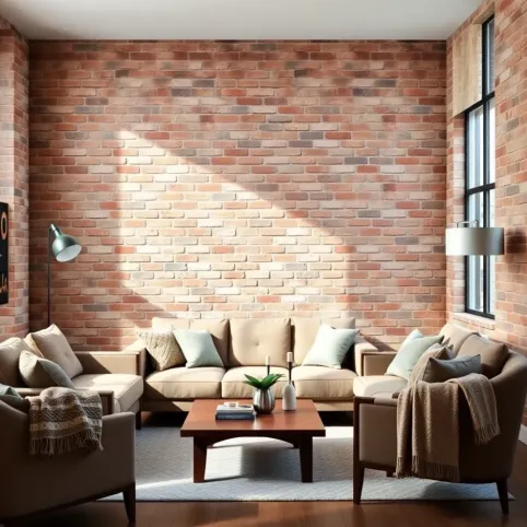 Cegła w salonie inspiracje