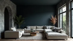 Ciemny sufit w salonie