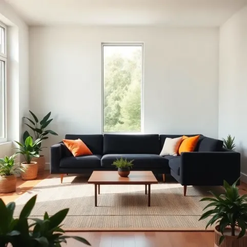 Czarną kanapą w salonie inspiracje