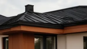 czarny dach brazowa podbitka