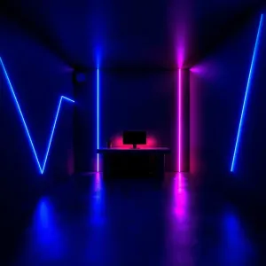 Czarny pokój z ledami