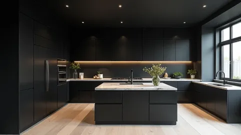 Czarny sufit w kuchni