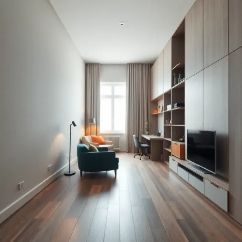 Długi wąski pokój w bloku