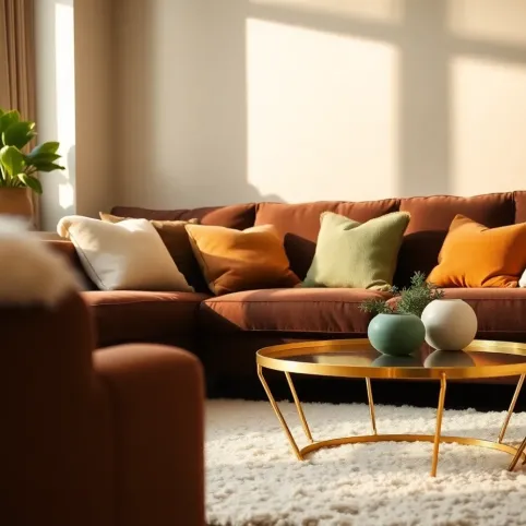 Dodatki do brązowych mebli w salonie