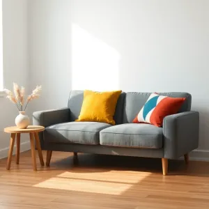 Dodatki do szarej kanapy w salonie