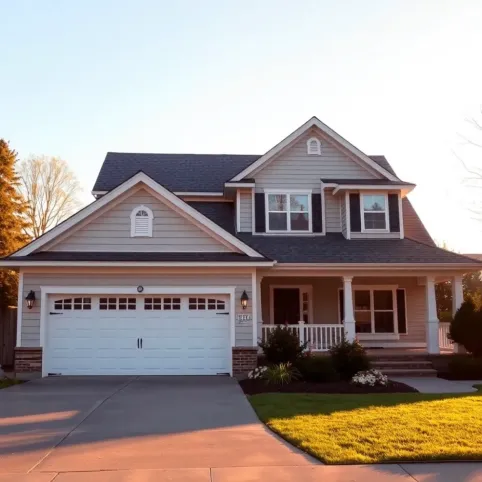 Dom parterowy z garażem dwustanowiskowym dach dwuspadowy