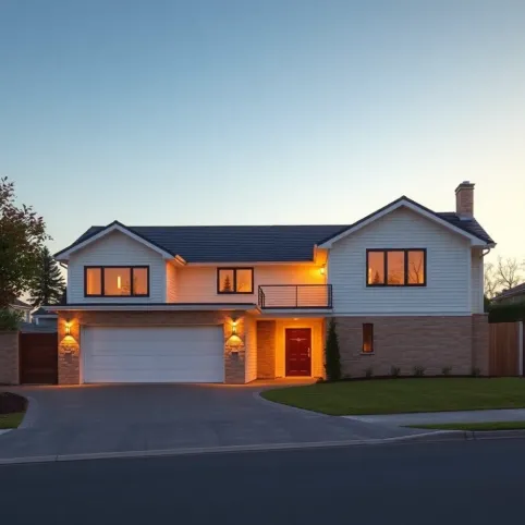 Dom parterowy z garażem dwustanowiskowym na wąską działkę