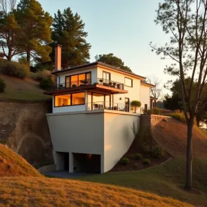 Dom parterowy z piwnicą na skarpie