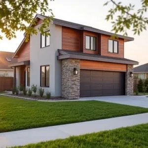 Dom z garażem z boku