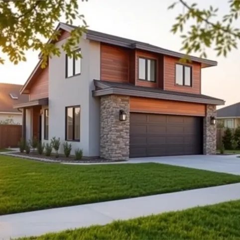 Dom z garażem z boku