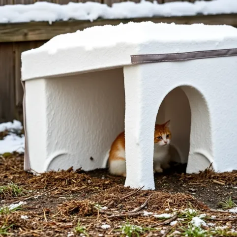 Domek dla kota na zimę że styropianu
