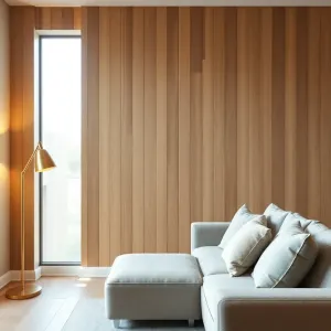 Drewno na ścianie w salonie aranżacje