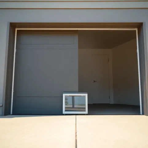 Drzwiczki dla psa w bramie garażowej