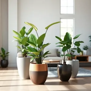 Duże nowoczesne donice do salonu