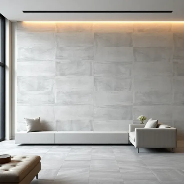 Duże płytki na ścianę do salonu