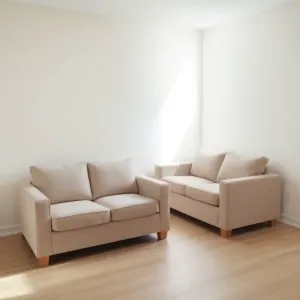 Dwie kanapy w małym salonie