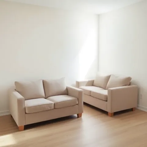 Dwie kanapy w małym salonie