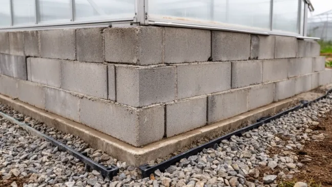 Fundament pod szklarnię z bloczków betonowych