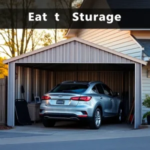 Garaż blaszany dostawiony do domu