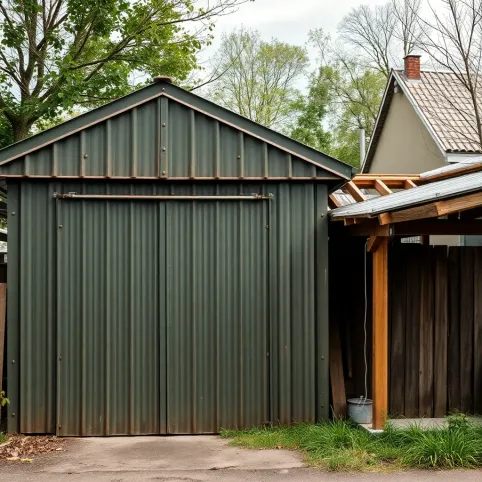 Garaż blaszany jednostanowiskowy z wiatą
