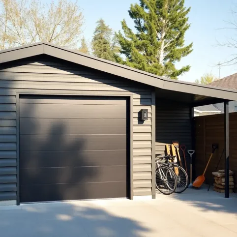 Garaż jednospadowy z wiatą