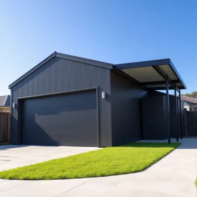 Garaż z pomieszczeniem gospodarczym i wiatą