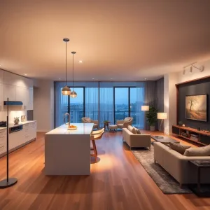 Inspiracje oświetlenie salonu z aneksem kuchennym