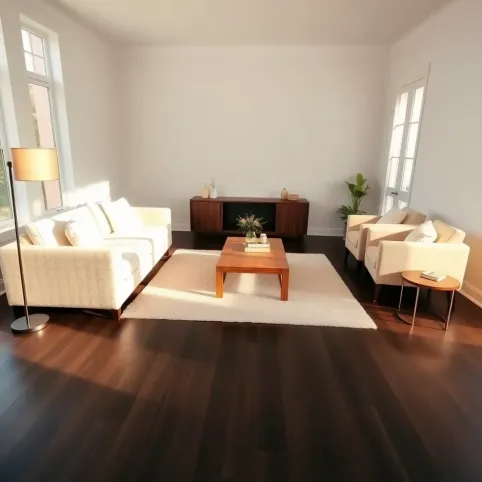 Jakie meble do salonu z ciemną podłoga