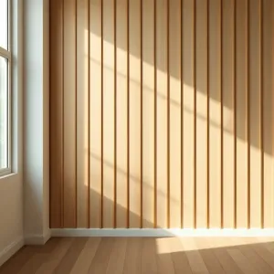 Lamele na ścianie w salonie