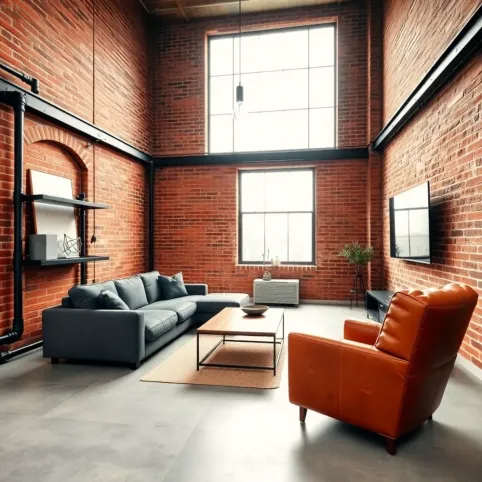 Loftowy salon w bloku