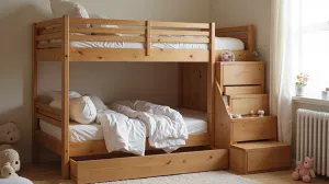 łóżko piętrowe ze schodami